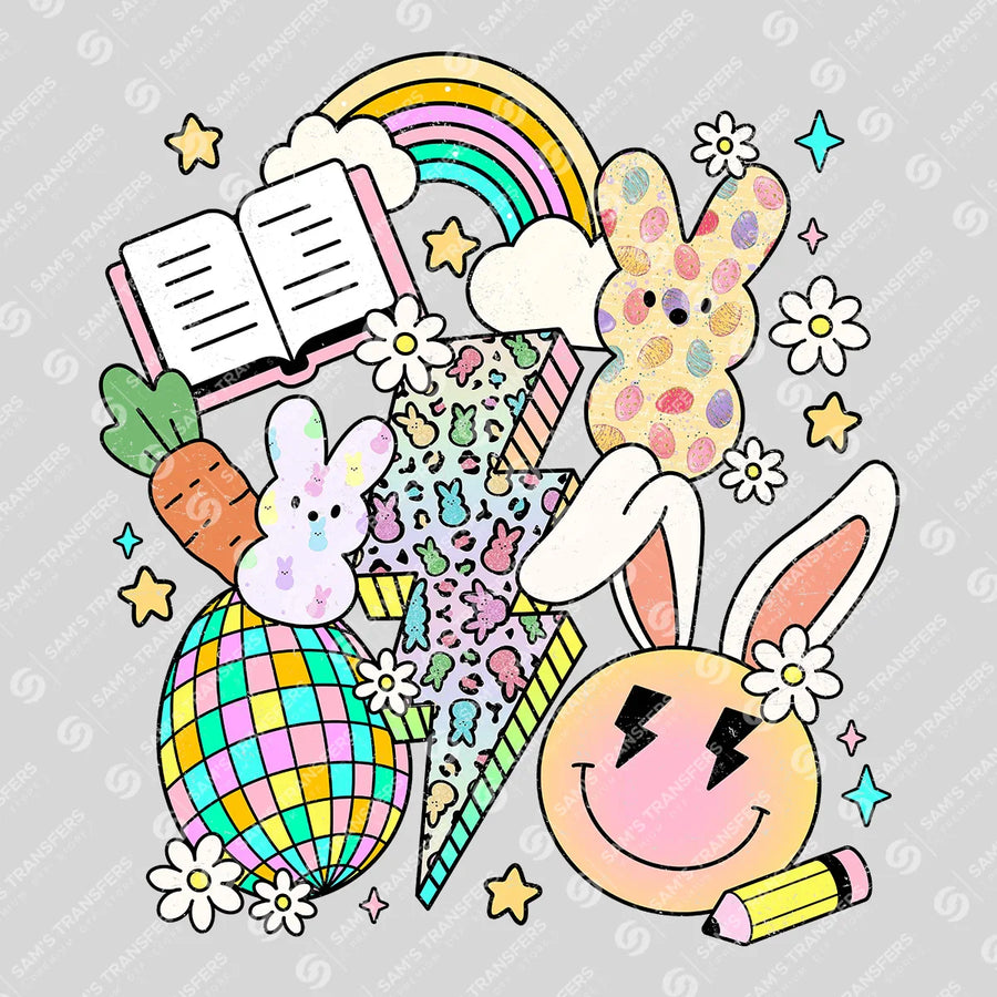 Retro Easter Doodles Ready-to-Press DTF Transfer | SAT04877