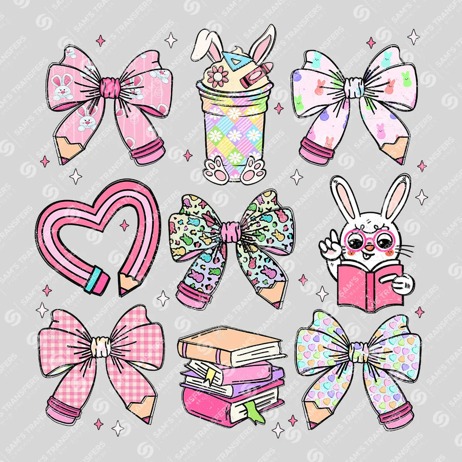 Coquette Bows and Books Ready-to-Press DTF Transfer | SAT04878