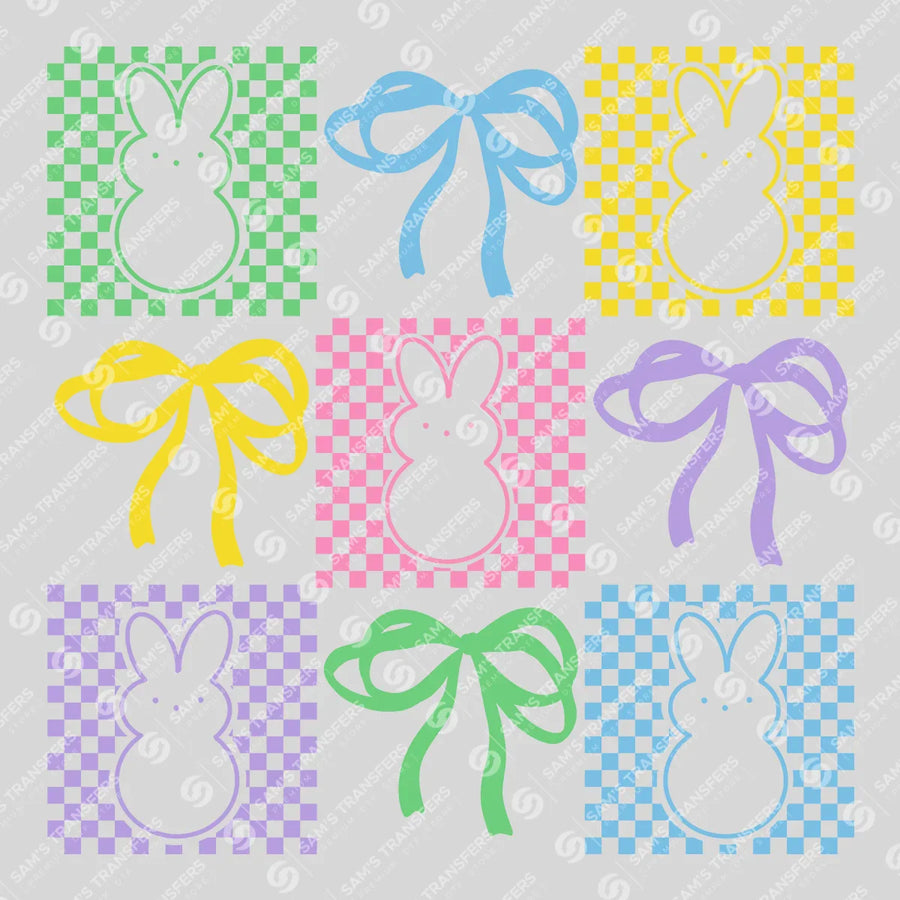 Checkered Bunnies and Bows Ready-to-Press DTF Transfer | SAT04882