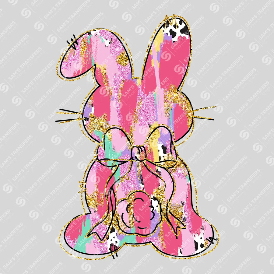 Pink Glitter Bunny Ready-to-Press DTF Transfer | SAT04883