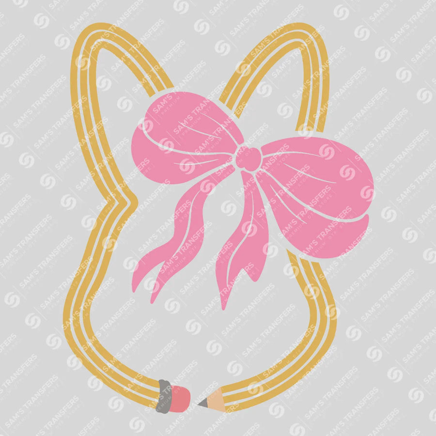 Pencil Bunny Bow Ready-to-Press DTF Transfer | SAT04885