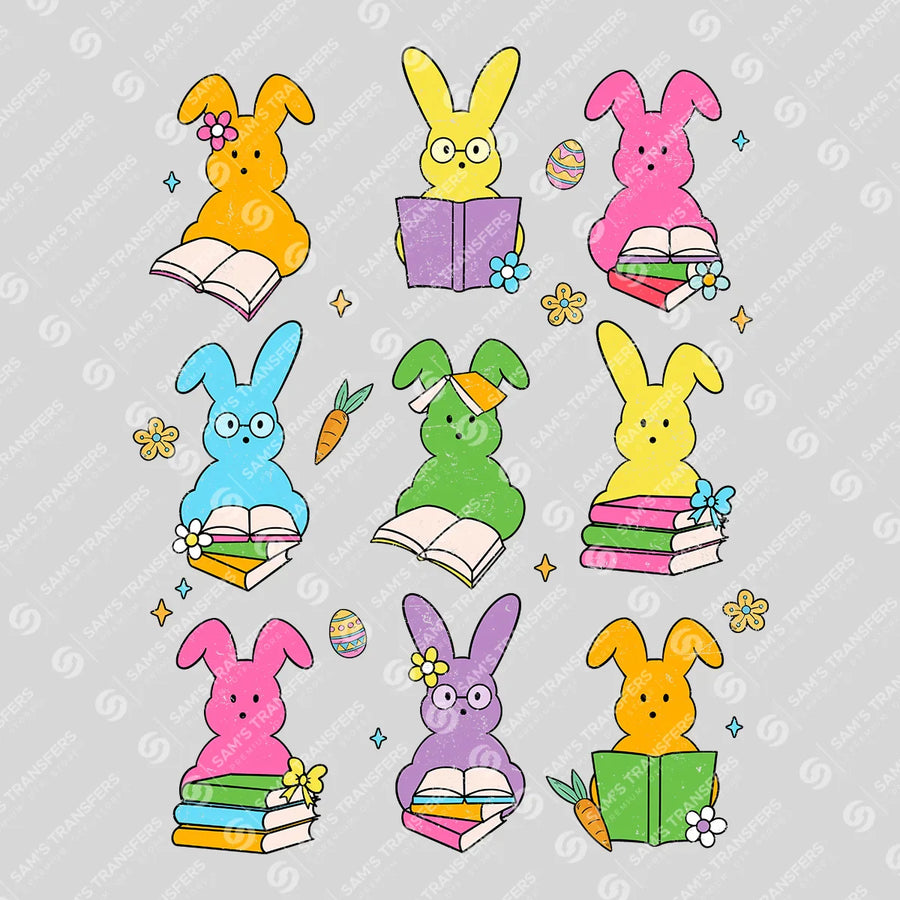 Reading Bunnies Ready-to-Press DTF Transfer | SAT04893