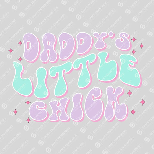 Apparel featuring a Daddy's Little Chick-themed DTF transfer.