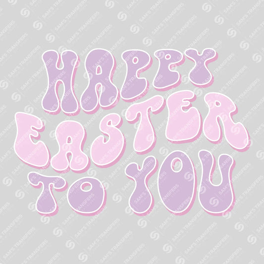 Apparel featuring a Happy Easter to You-themed DTF transfer.