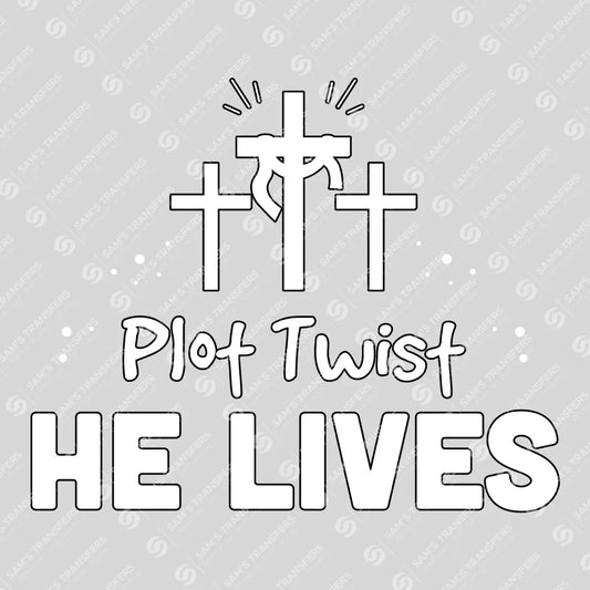 Apparel featuring a Plot Twist He Lives-themed DTF transfer.