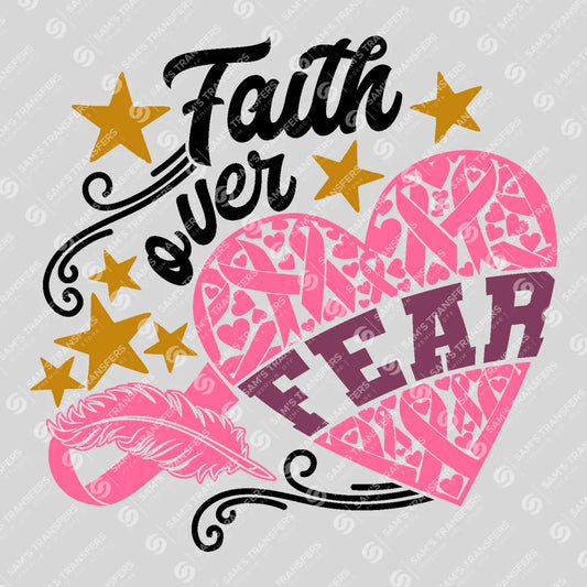 Apparel featuring a Faith Over Fear-themed DTF transfer.