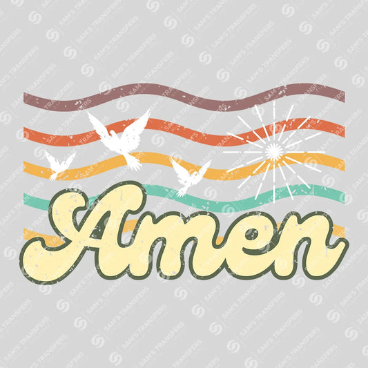 Apparel featuring a Amen-themed DTF transfer.