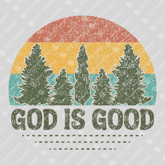 Apparel featuring a God Is Good-themed DTF transfer.