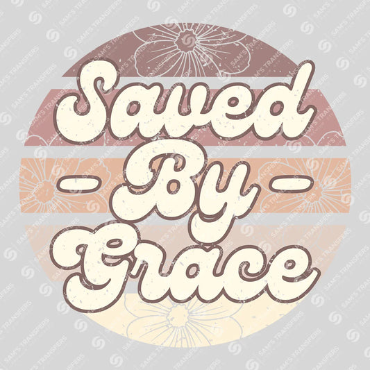Apparel featuring a Saved by Grace-themed DTF transfer.