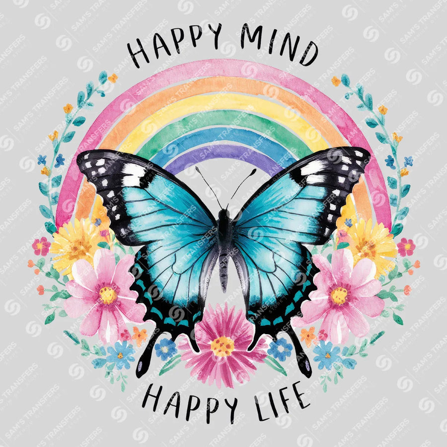 Happy Mind Happy Life Ready-to-Press DTF Transfer | SAT05604