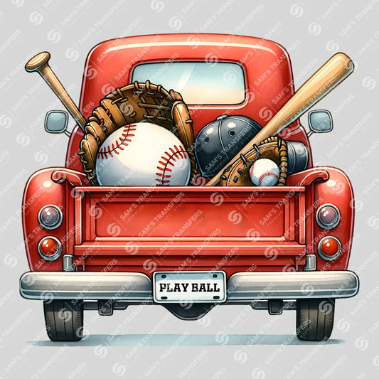 Apparel featuring a Play Ball Truck-themed DTF transfer.