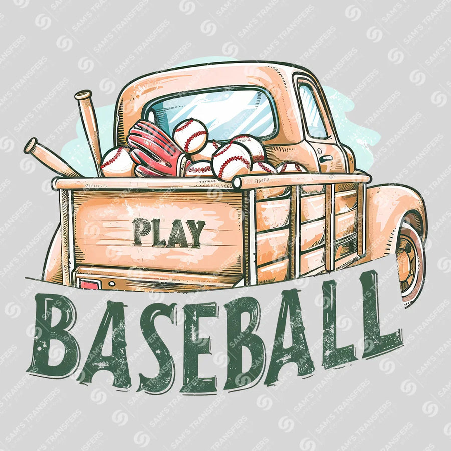 Play Baseball Truck Ready-to-Press DTF Transfer | SAT05744