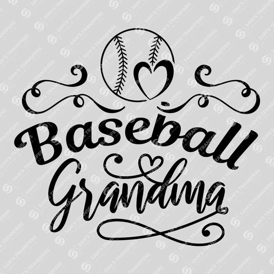 Apparel featuring a Baseball Grandma-themed DTF transfer.
