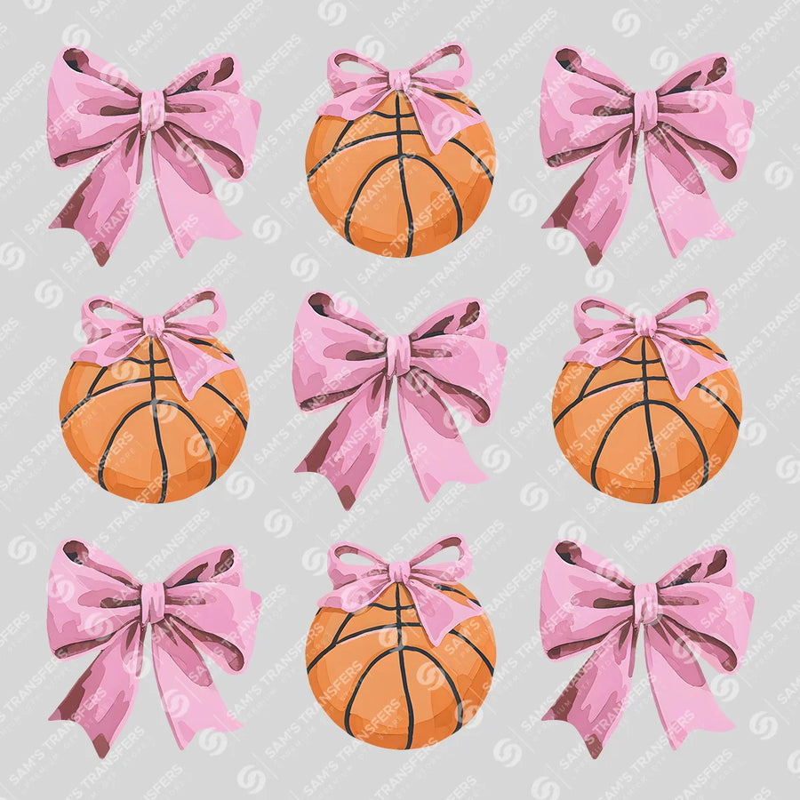 Pink Bows and Basketballs Ready-to-Press DTF Transfer | SAT05925