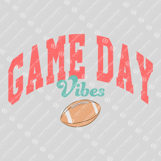 Apparel featuring a Game Day Vibes-themed DTF transfer.