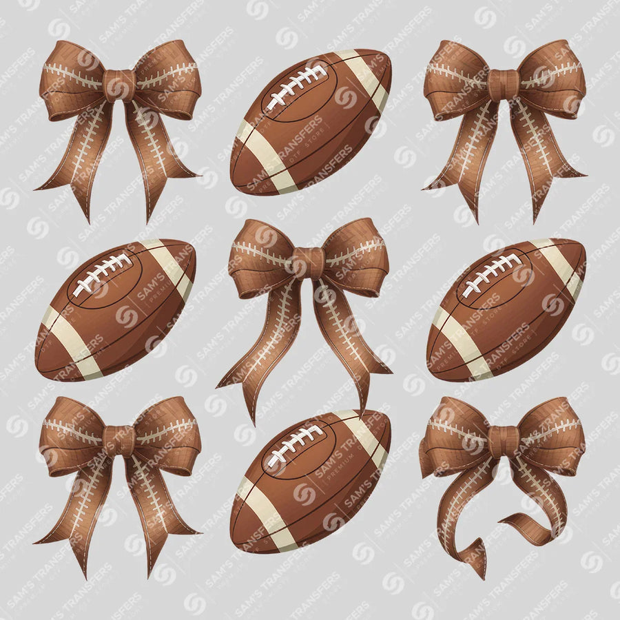 Football Bows Pattern Ready-to-Press DTF Transfer | SAT05987