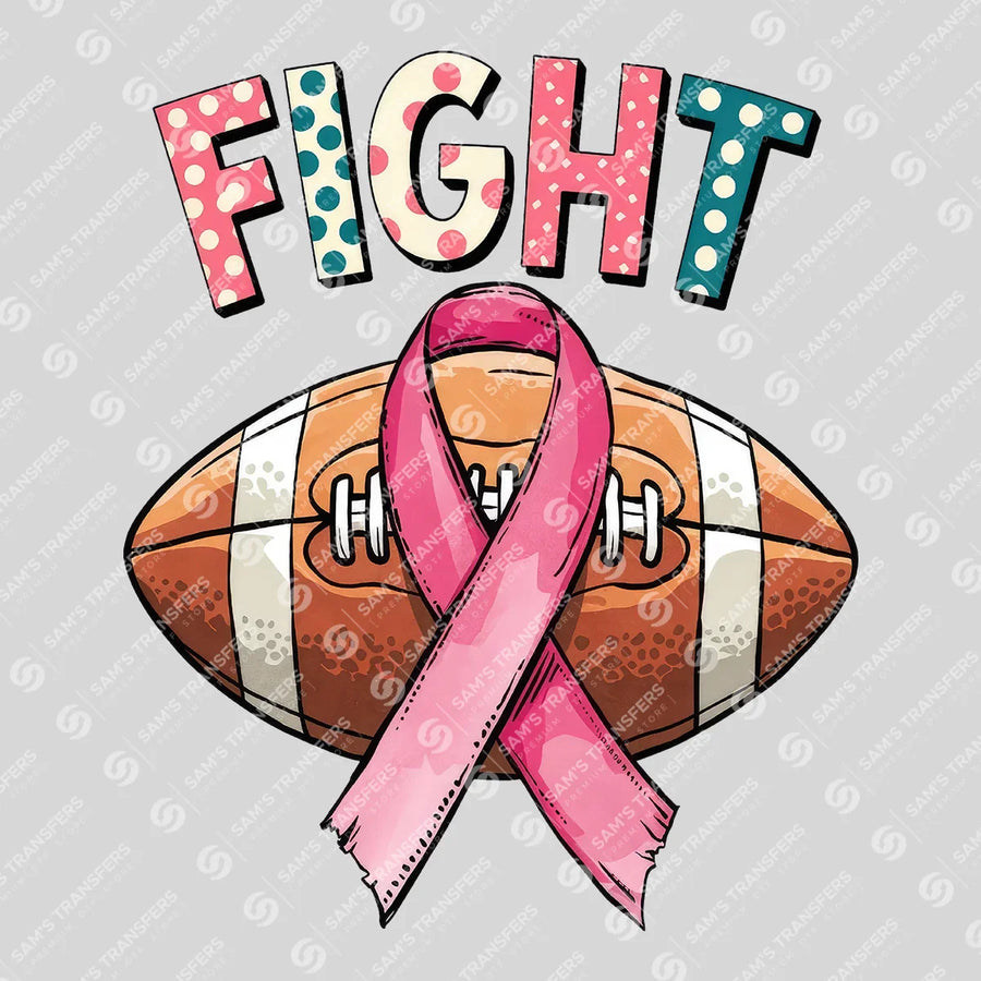 Fight Football Pink Ribbon Ready-to-Press DTF Transfer | SAT05990