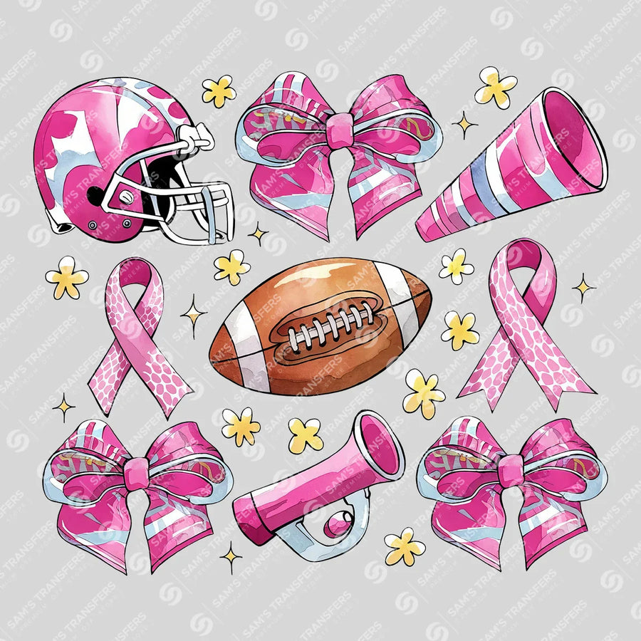 Pink Football Cheer Doodle Ready-to-Press DTF Transfer | SAT05996