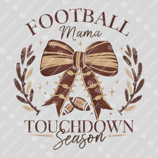 Apparel featuring a Football Mama Touchdown Season-themed DTF transfer.