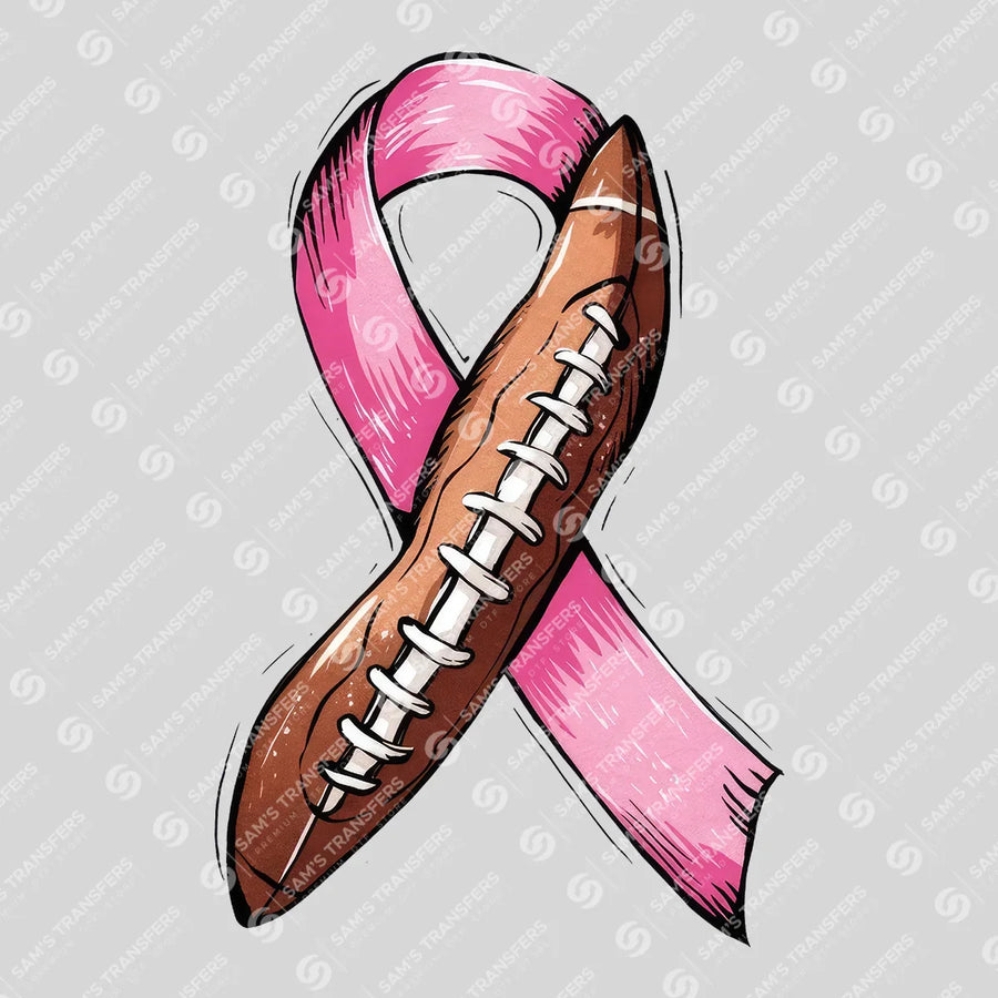 Pink Ribbon Football Sketch Ready-to-Press DTF Transfer | SAT06025