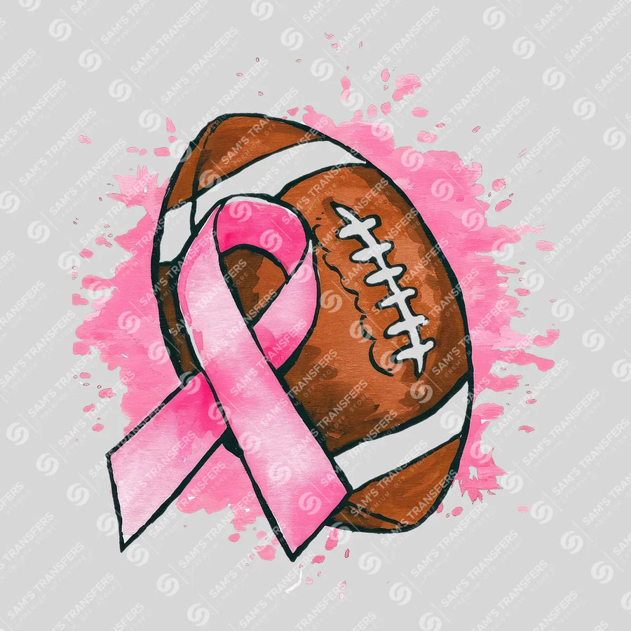 Football Pink Ribbon Splash Ready-to-Press DTF Transfer | SAT06027