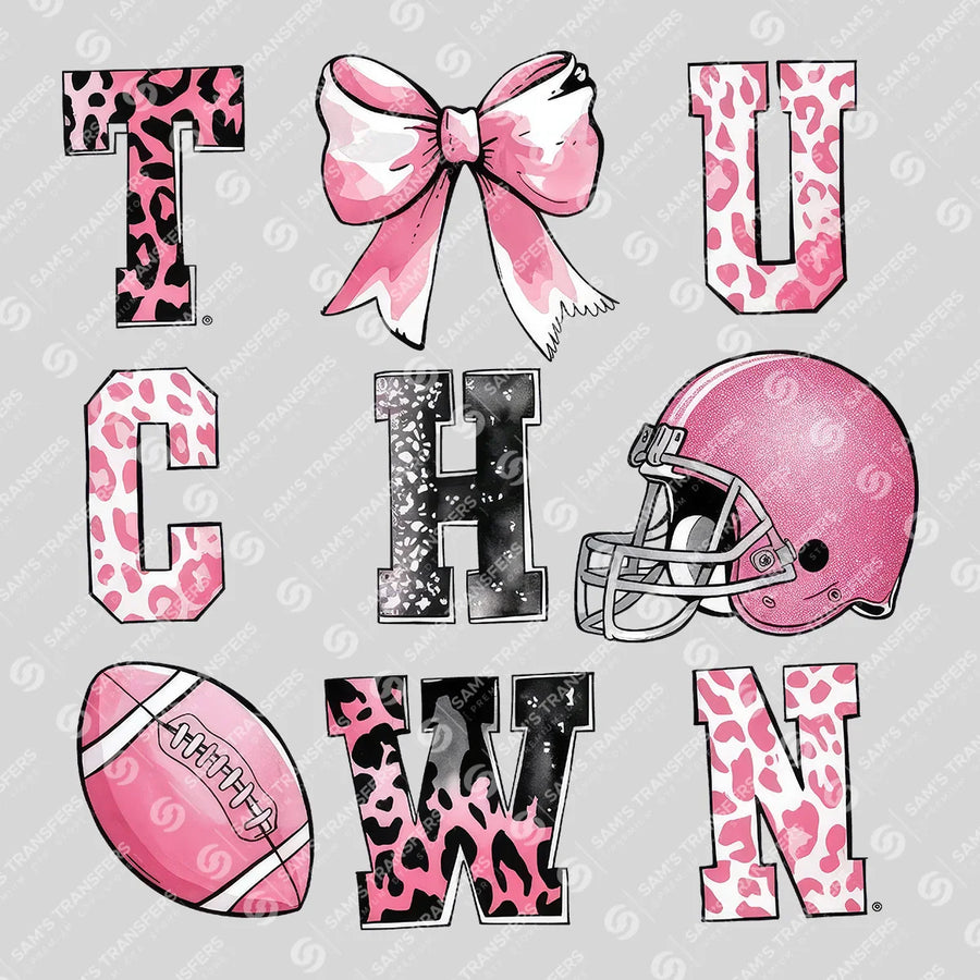 Pink Touchdown Leopard Ready-to-Press DTF Transfer | SAT06030