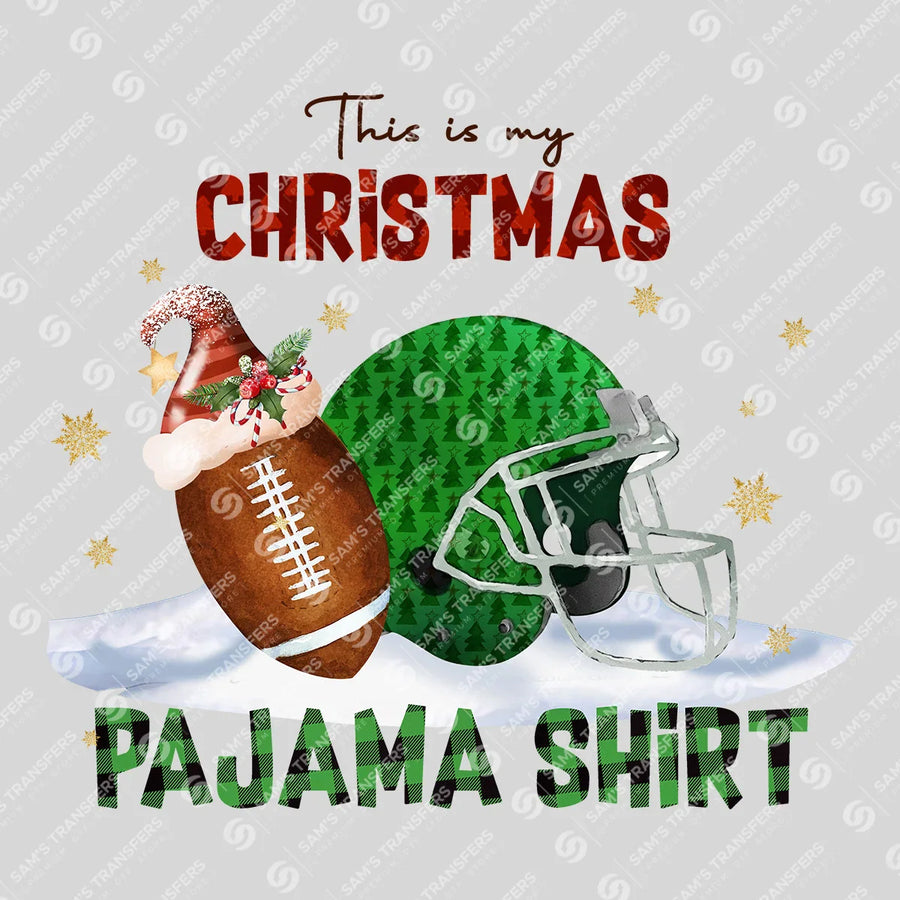 Football Christmas Pajama Shirt Ready-to-Press DTF Transfer | SAT06043