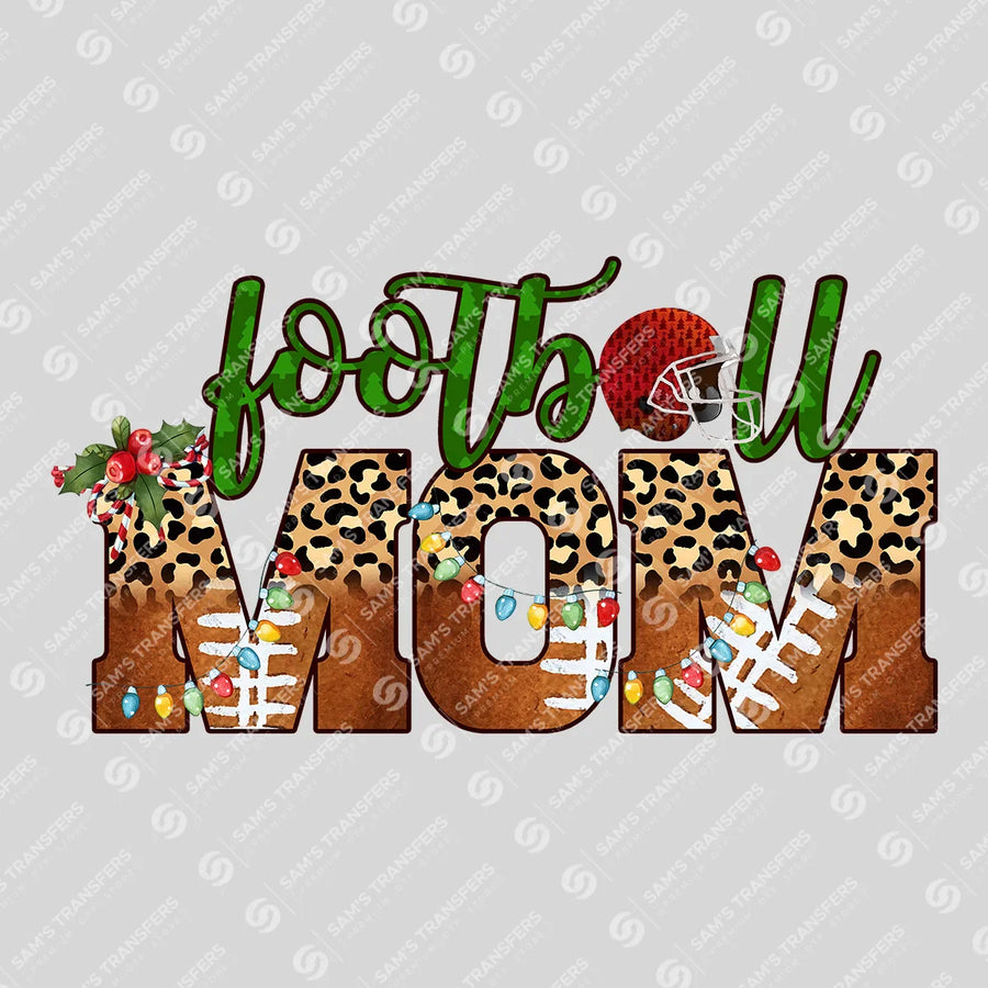 Football Mom Christmas Leopard Ready-to-Press DTF Transfer | SAT06045