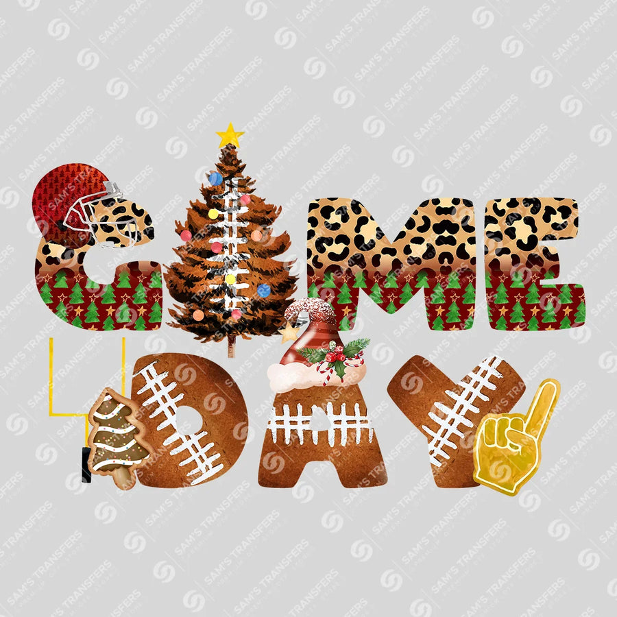 Game Day Christmas Leopard Ready-to-Press DTF Transfer | SAT06047