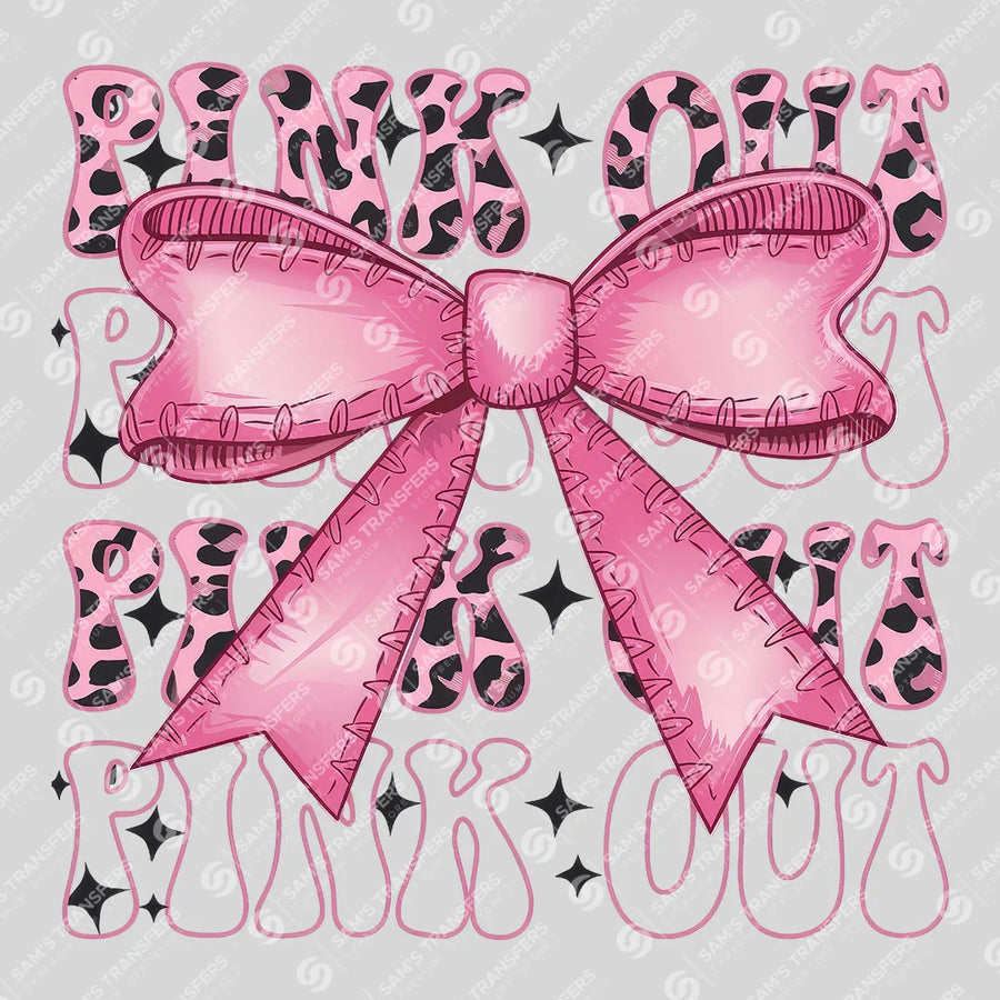 Pink Out Bow Stacked Ready-to-Press DTF Transfer | SAT06055
