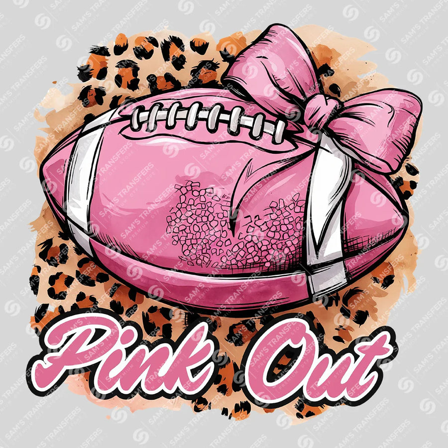 Pink Out Football Bow Ready-to-Press DTF Transfer | SAT06057