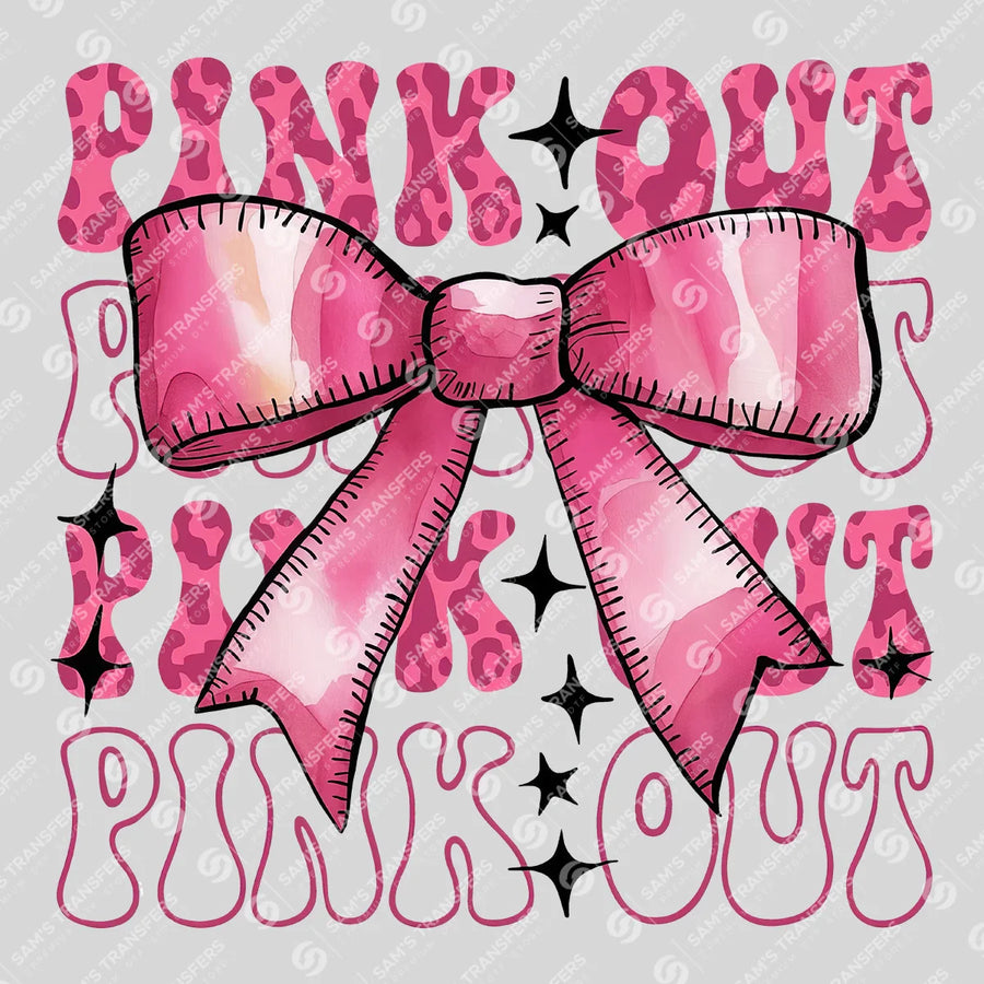 Pink Out Leopard Bow Ready-to-Press DTF Transfer | SAT06058