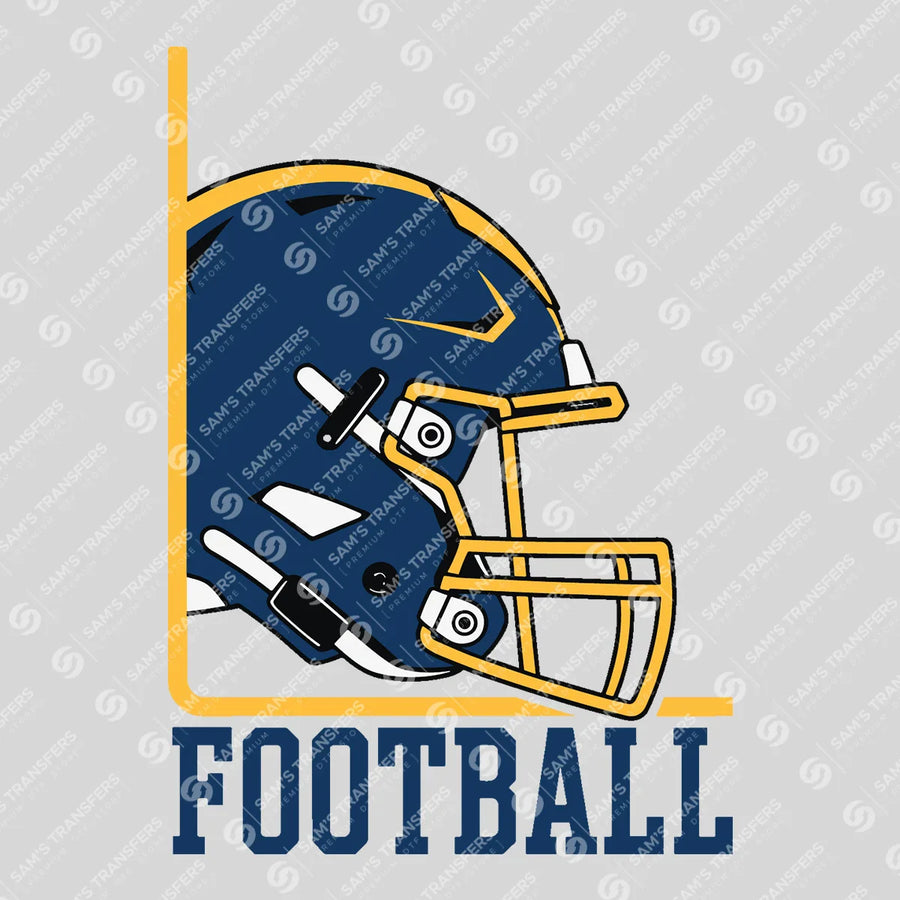 Football Helmet Blue Ready-to-Press DTF Transfer | SAT06063