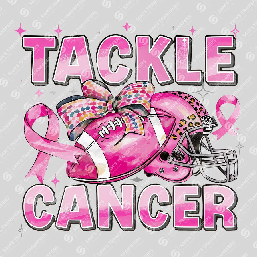 Tackle Cancer Bow Helmet Ready-to-Press DTF Transfer | SAT06094