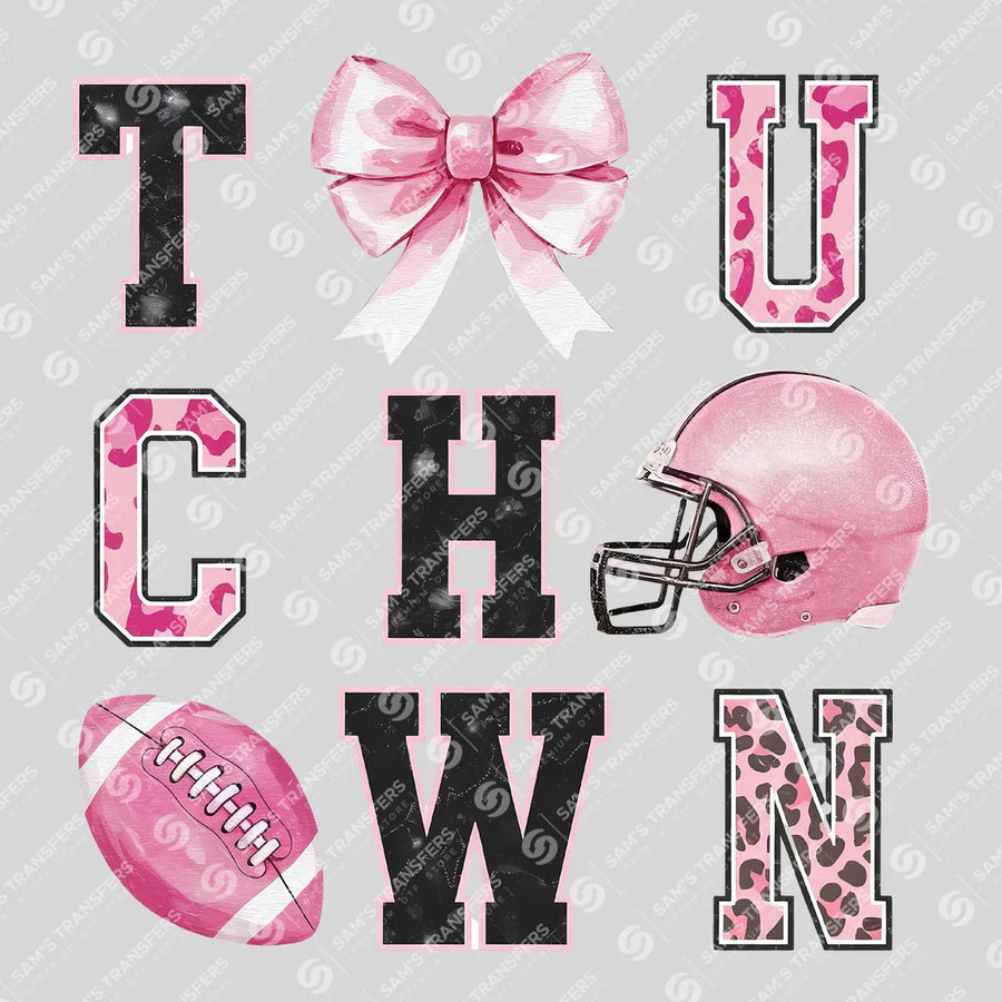 Touchdown Pink Bow Ready-to-Press DTF Transfer | SAT06096