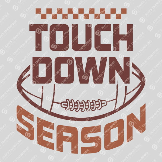 Apparel featuring a Touchdown Season Checkered-themed DTF transfer.