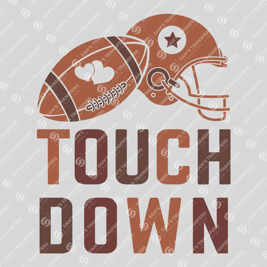Touchdown Helmet Hearts Ready-to-Press DTF Transfer | SAT06099