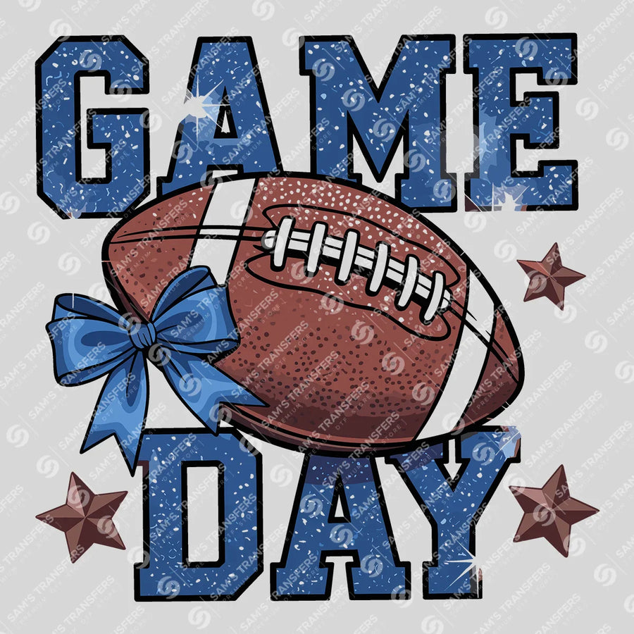 Game Day Blue Glitter Ready-to-Press DTF Transfer | SAT06119