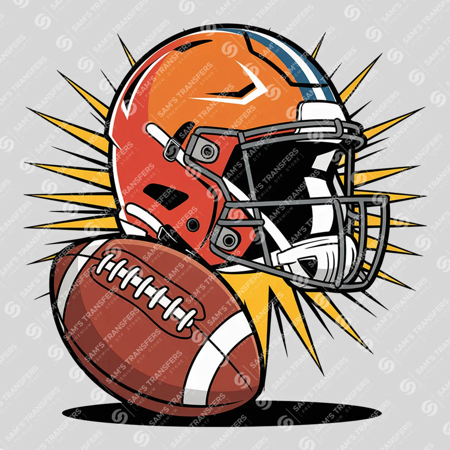 Football Helmet Yellow Burst Ready-to-Press DTF Transfer | SAT06121