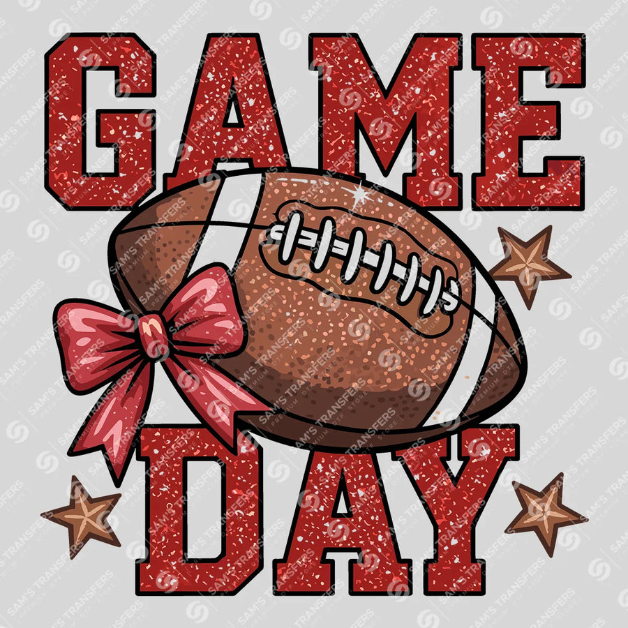 Game Day Red Glitter Ready-to-Press DTF Transfer | SAT06130