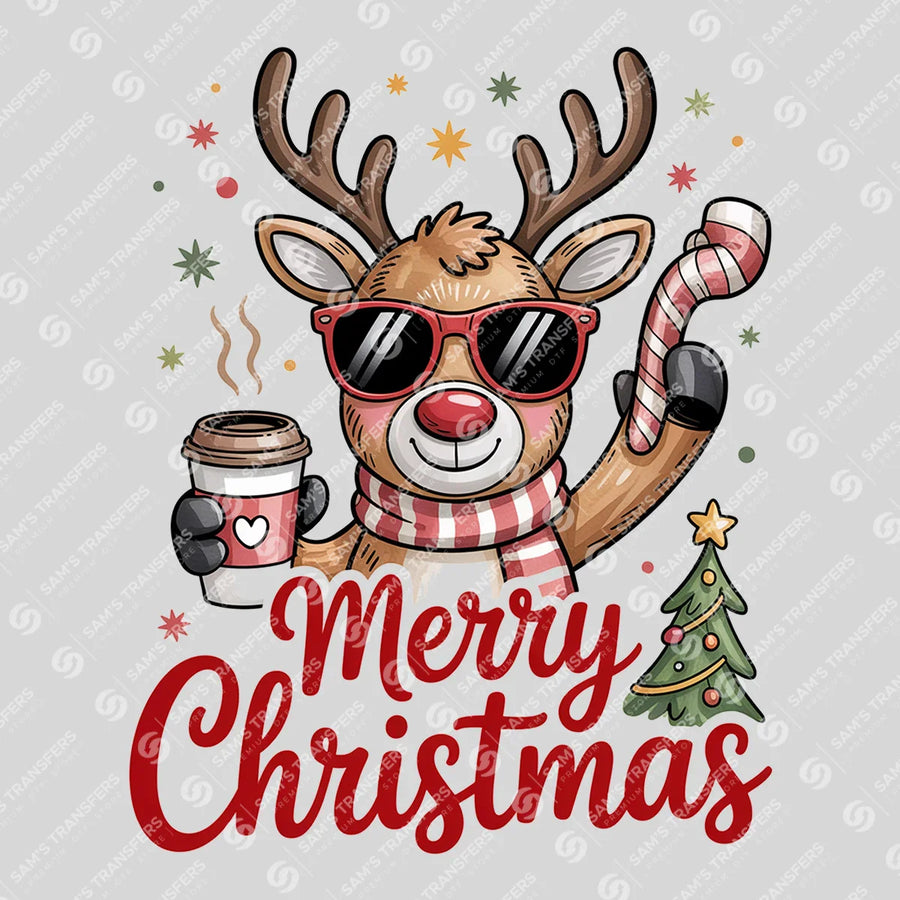 Merry Christmas Reindeer Ready-to-Press DTF Transfer | SAT06143
