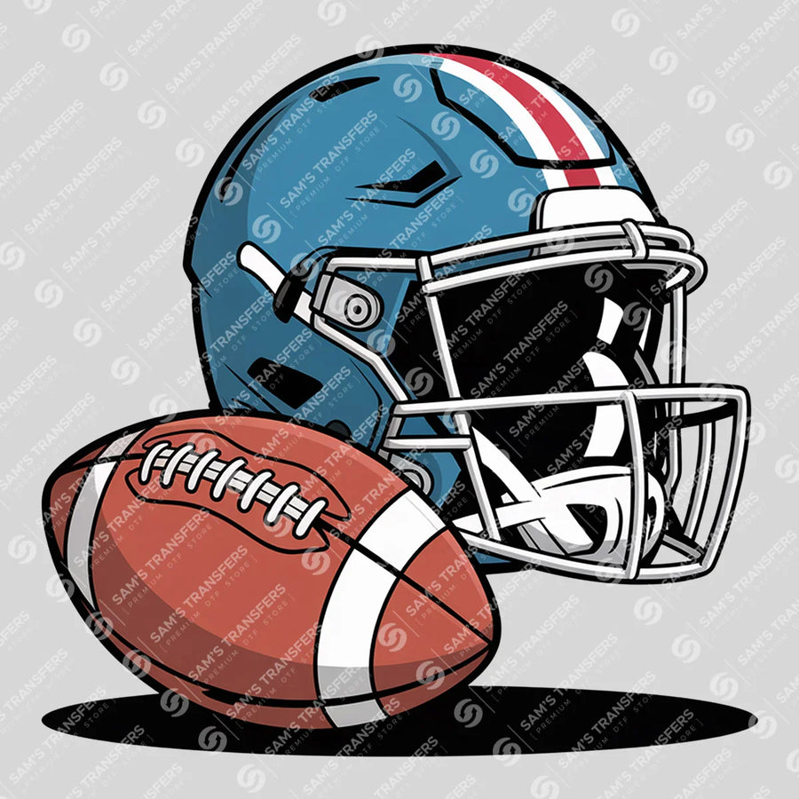 Football Helmet Red White Blue Ready-to-Press DTF Transfer | SAT06145