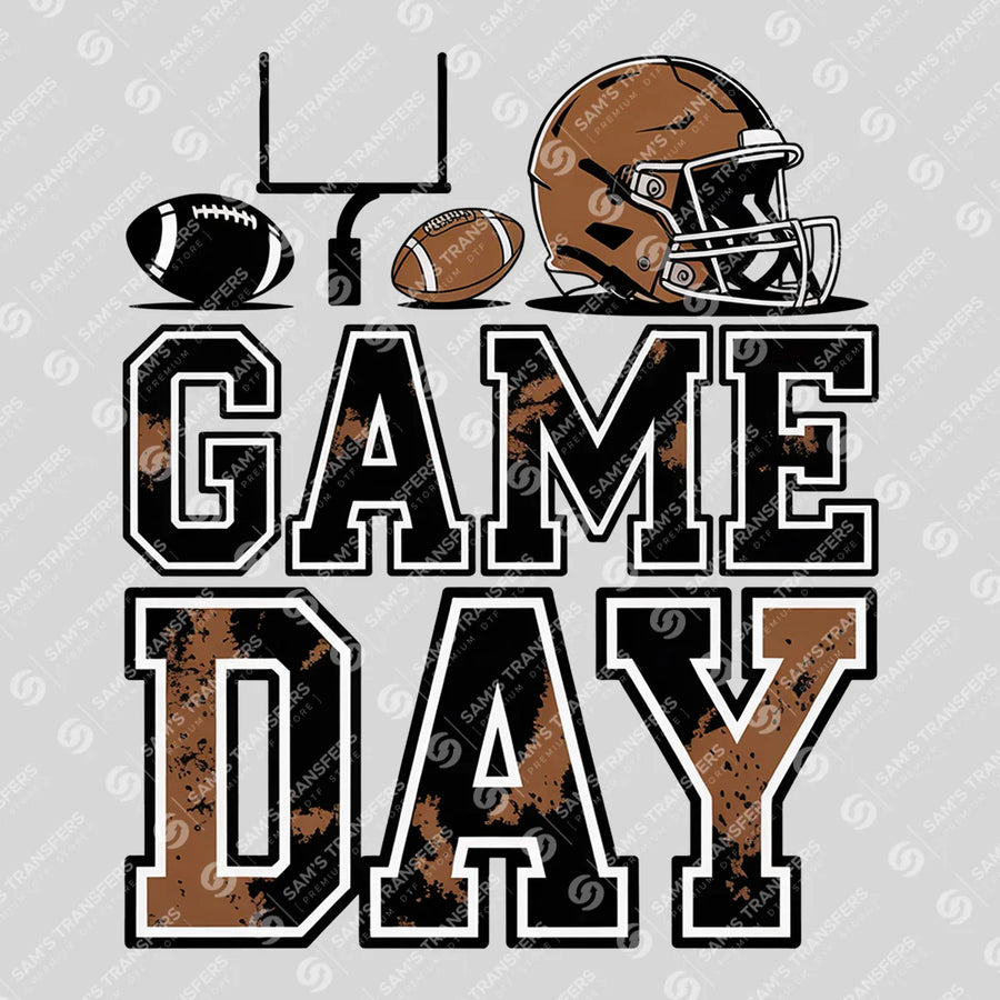 Game Day Helmet Footballs Ready-to-Press DTF Transfer | SAT06148