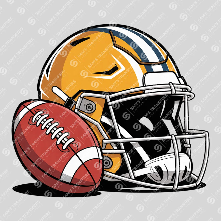 Football Helmet Yellow Navy Ready-to-Press DTF Transfer | SAT06149