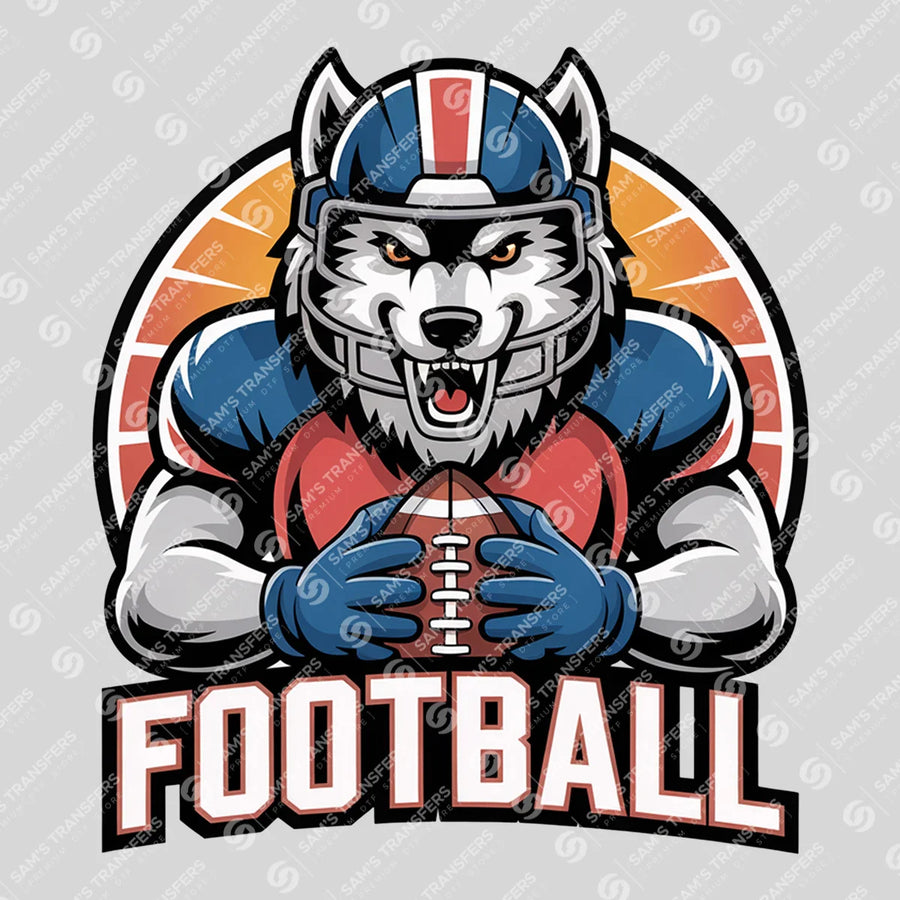 Football Wolf Mascot Ready-to-Press DTF Transfer | SAT06175