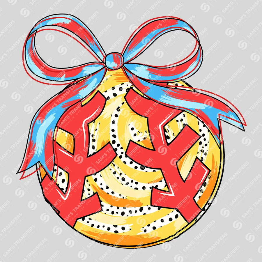 Softball Bow Doodle Ready-to-Press DTF Transfer | SAT06217