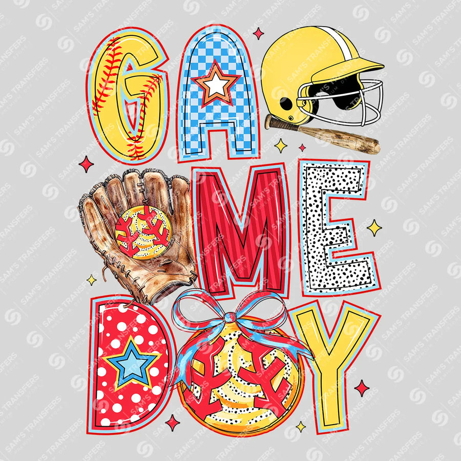 Game Day Softball Doodle Ready-to-Press DTF Transfer | SAT06218