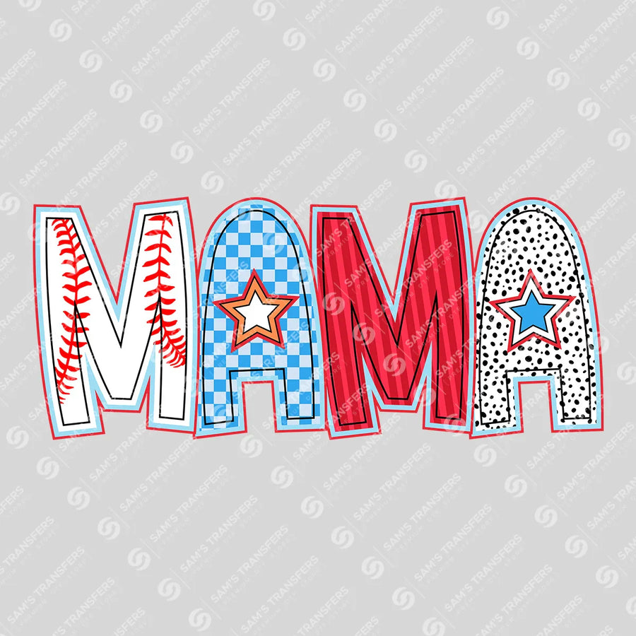 Baseball Mama Patriotic Ready-to-Press DTF Transfer | SAT06233