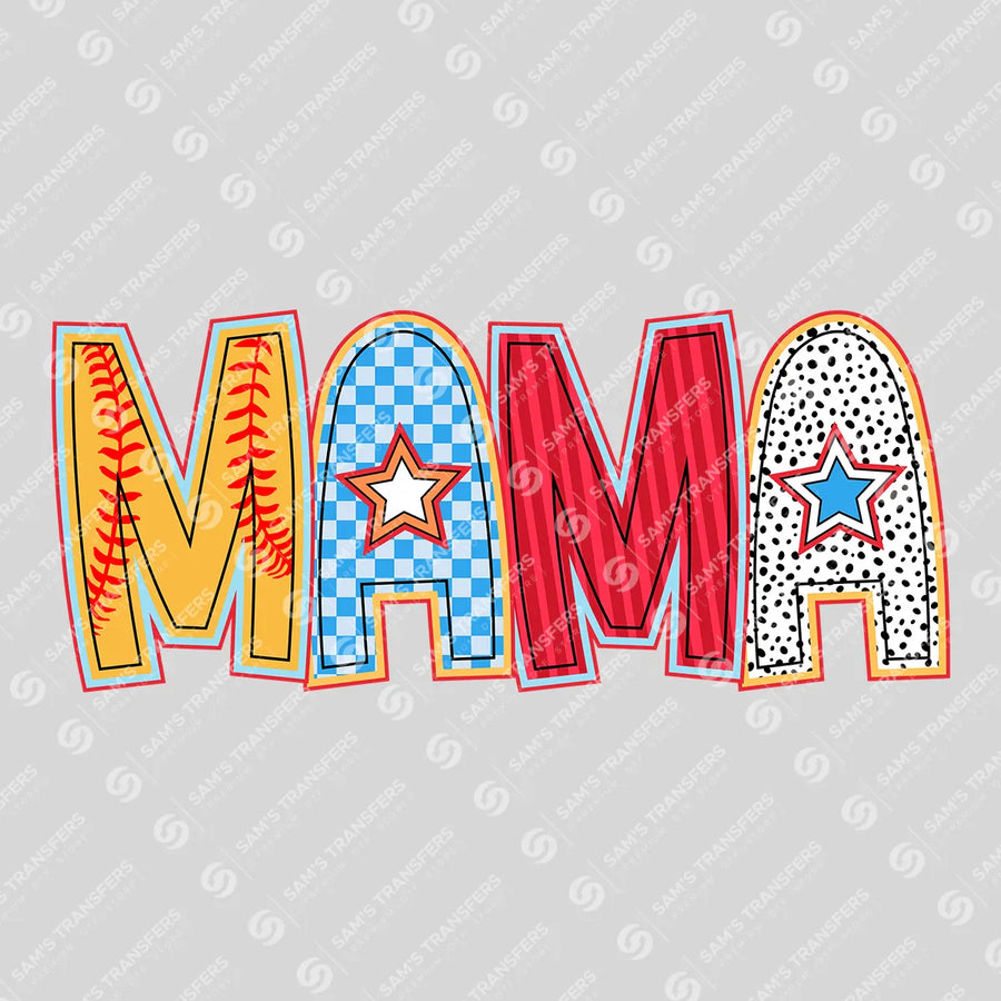Mama Softball Doodle Ready-to-Press DTF Transfer | SAT06235