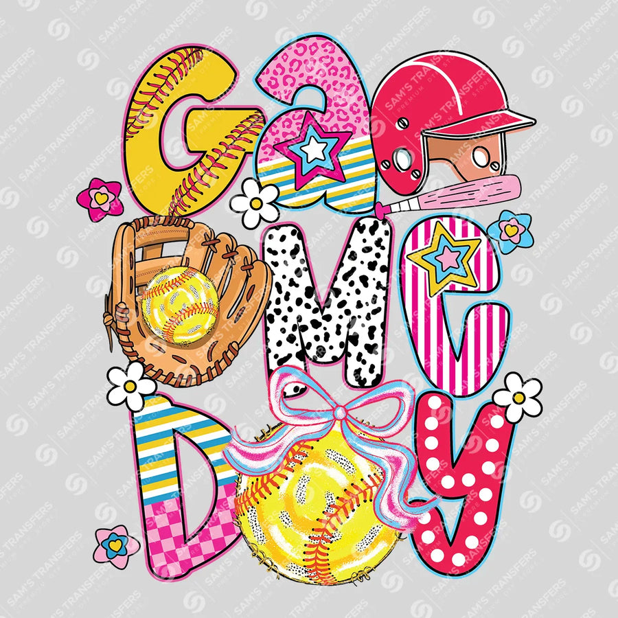 Game Day Softball Doodle Ready-to-Press DTF Transfer | SAT06237